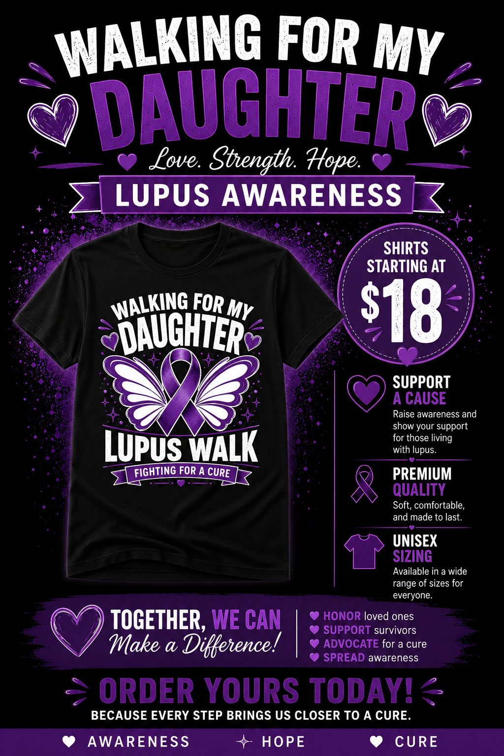 Walking For My Family Lupus Walk T-Shirt | Lupus Awareness Shirt