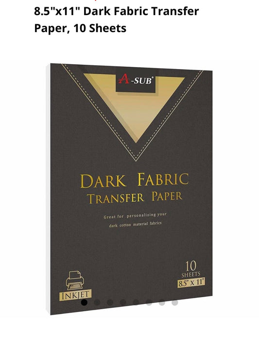Dark Fabric Transfer Paper for Inkjet Printers – 8.5”x11” or 11”x17” – 10 Sheets