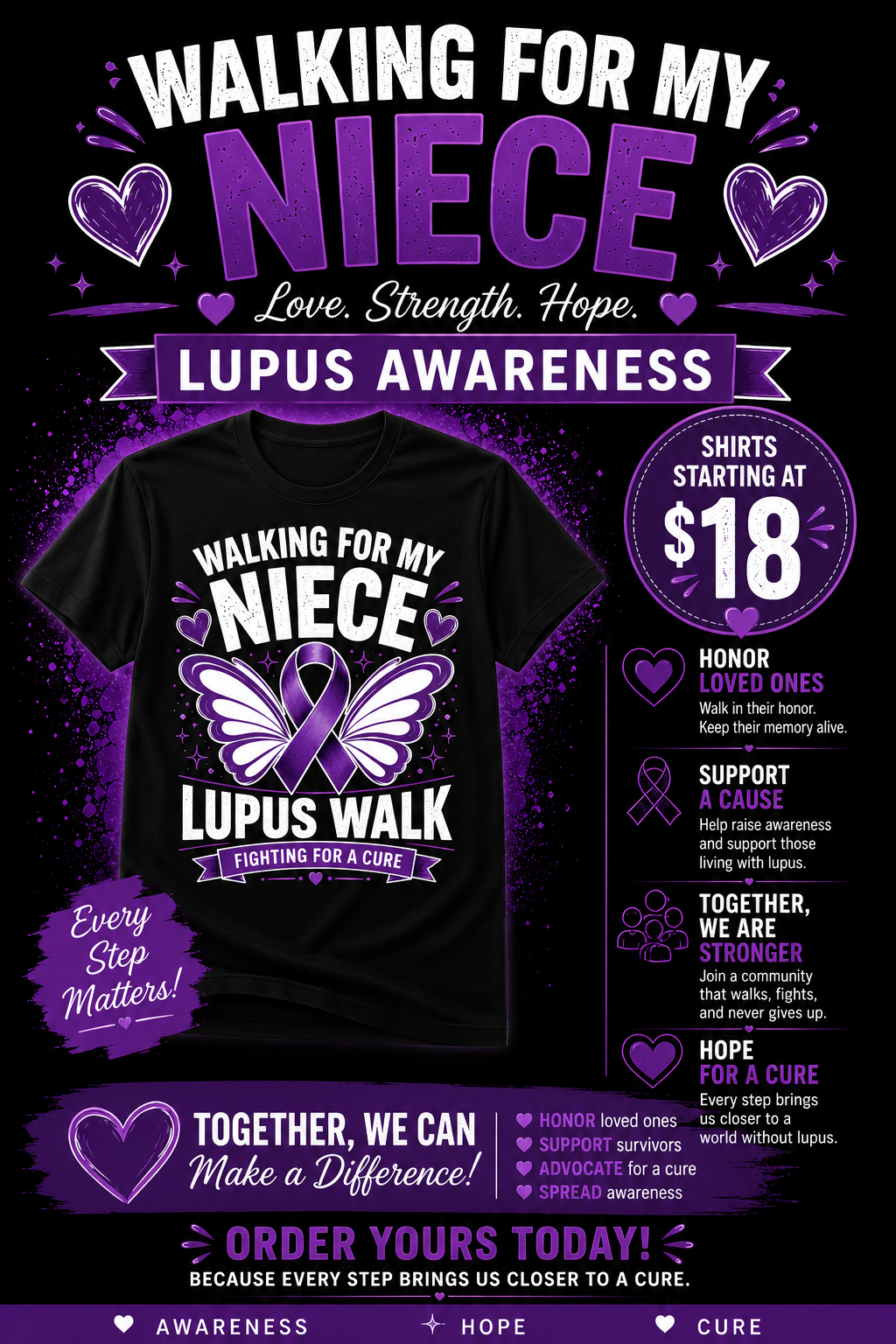 Walking For My Family Lupus Walk T-Shirt | Lupus Awareness Shirt