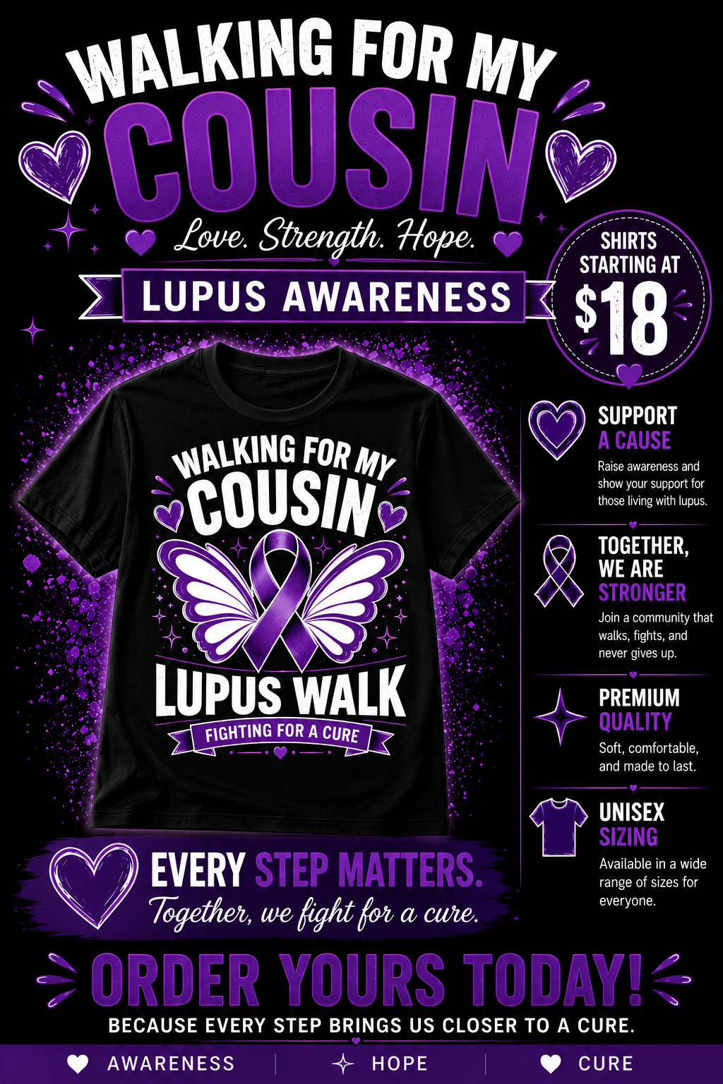 Walking For My Family Lupus Walk T-Shirt | Lupus Awareness Shirt